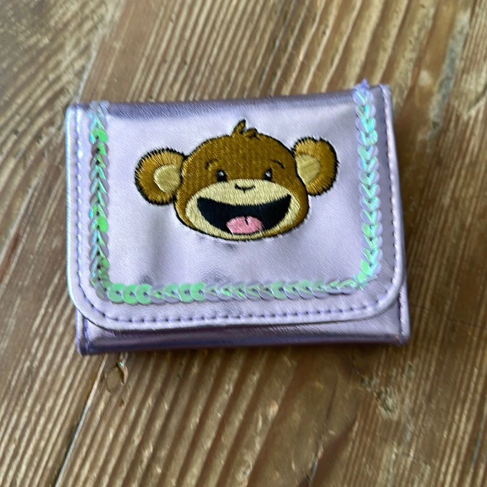 Flourscent Purple Monkey Wallet with sequins